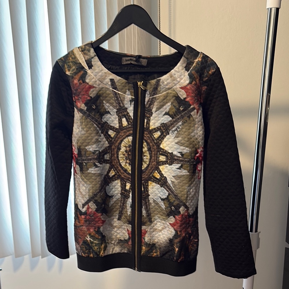 Sext Woman Stylish Black and Multicolor Women's Jacket, size M, Made in Italy